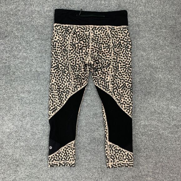 Lululemon Pace Rival Crop Leggings Womens 6 Animal Print Stretch Waist Active - Picture 9 of 15